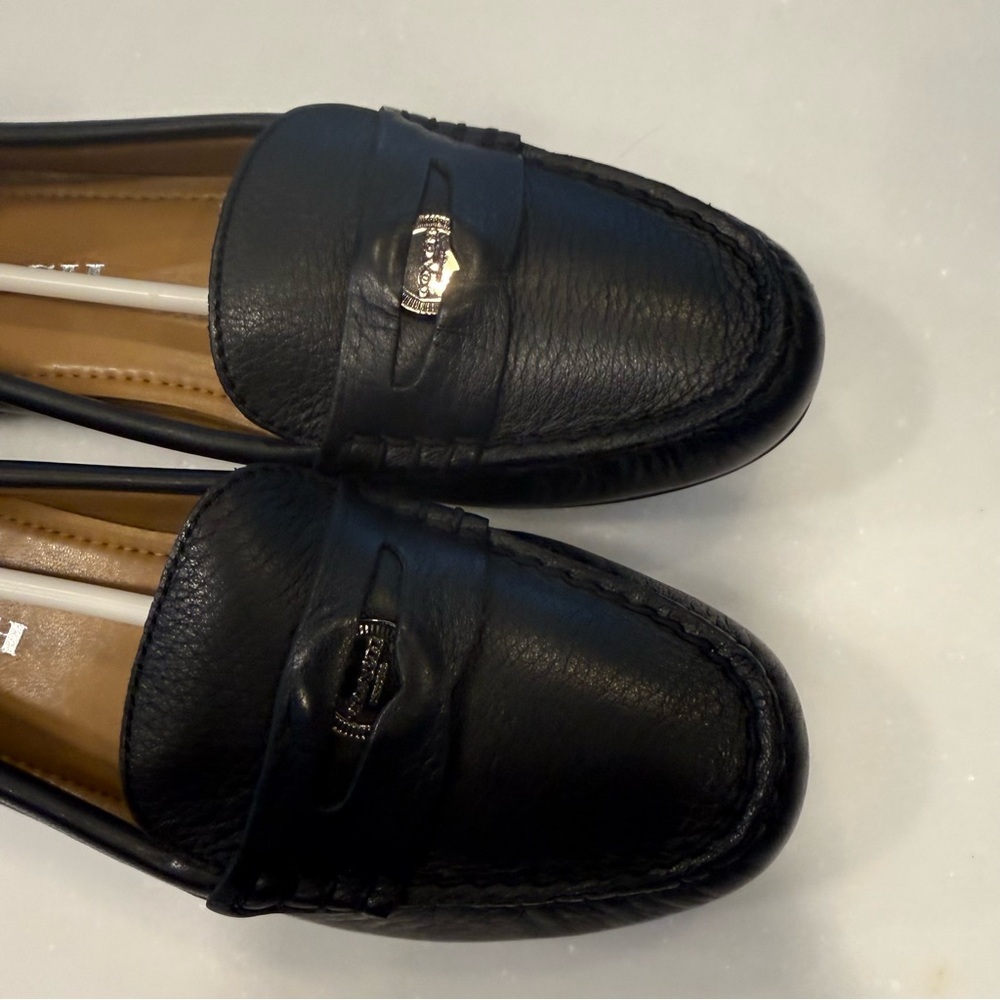 Coach Women’s Black Penny Loafers Pebble Grain Leather 6.5B NEW in BOX - Picture 4 of 9